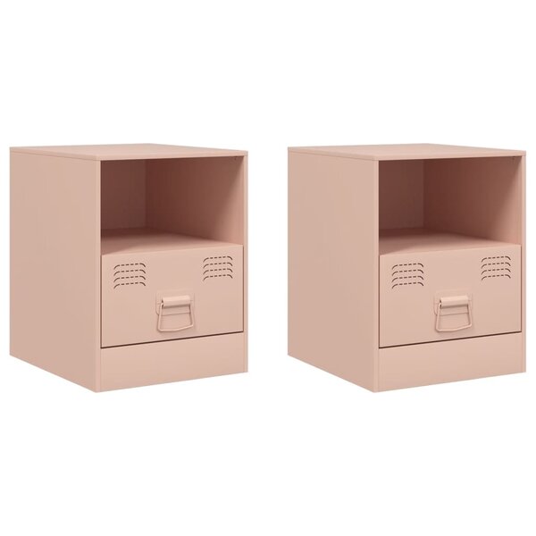 vidaXL Tables de chevet 2 Pièces rose 34 5x39x44 cm acier