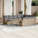 vidaXL Salon de jardin 11 Pièces avec coussins beige résine tressée