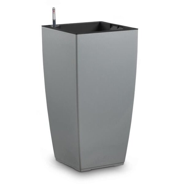 PoeTIC - Bac Casa Authentic carré haut 3058 ciment - L 29,9 x l 29,9 x h 57,4 cm 12L - avec réserve d'eau