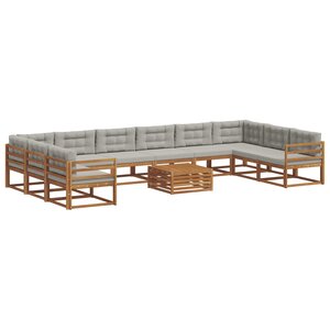 vidaXL Ensemble de canapés d'extérieur 11 Pièces Gris Naturel et Clair