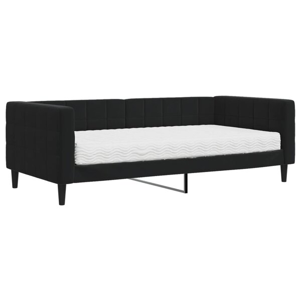 vidaXL Lit de jour avec matelas noir 90x190 cm velours