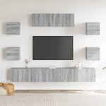 vidaXL Ensemble de meubles TV 7 Pièces Sonoma gris Bois d'ingénierie