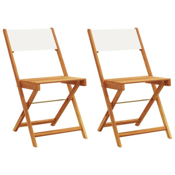 vidaXL Chaises de bistrot lot de 2 blanc crème bois acacia et tissu