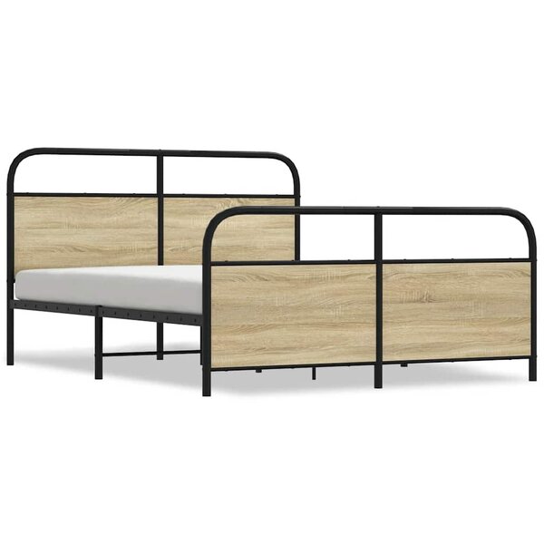 vidaXL Cadre de lit en métal sans matelas chêne sonoma 150x200 cm