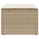 vidaXL Tabouret de jardin avec coussin beige 55x55x37cm résine tressée