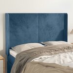 vidaXL Tête de lit avec oreilles Bleu foncé 147x16x118/128 cm Velours