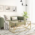 vidaXL Table basse doré acier inoxydable et verre trempé