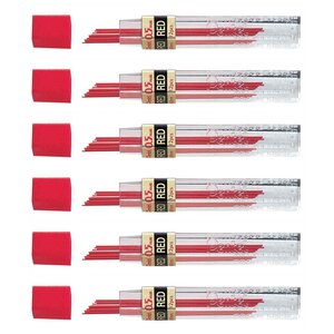 Etui 12 Mines Rouge 0 5 mm pour portemine x 6 PENTEL