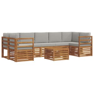 vidaXL Ensemble de canapés d'extérieur 8 pc Gris Naturel et Clair