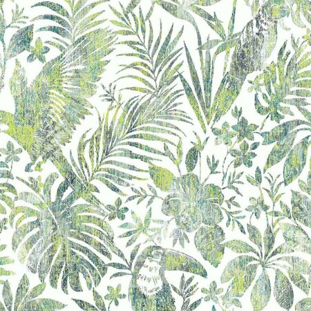 DUTCH WALLCOVERINGS Papier peint Feuilles et toucan Vert