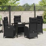 vidaXL Ensemble de salle à manger pour jardin 5 Pièces Noir Poly rotin