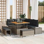 vidaXL Ensemble de canapé de jardin avec coussin 8 Pièces Gris Poly rotin