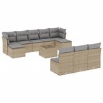 vidaXL Salon de jardin 11 Pièces avec coussins beige résine tressée