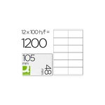 Boîte 100 feuilles 1200 étiquette 105x48mm coins droits jet d'encre laser copieur q-connect