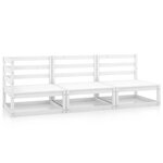 vidaXL Salon de jardin 3 Pièces Blanc Bois de pin massif