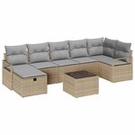 vidaXL Ensemble de canapé de jardin 8 Pièces beige et gris clair