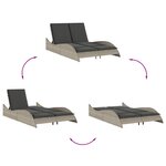 vidaXL Chaise longue avec coussins gris clair 114x205x73 cm poly rotin