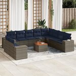 vidaXL Salon de jardin 11 Pièces avec coussins gris résine tressée