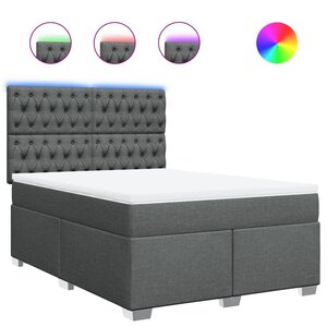 vidaXL Sommier à lattes de lit avec matelas Gris foncé 160x200cm Tissu