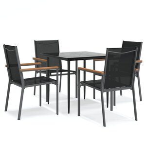 vidaXL Ensemble à manger de jardin 5 Pièces noir textilène et acier