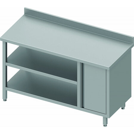 Table inox adossée avec porte droite & 2 etagères - profondeur 600 - stalgast -  - acier inoxydable1000x600 x600xmm