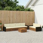 vidaXL Ensemble de canapés d'extérieur 7 Pièces Naturel et Crème