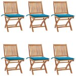 vidaXL Chaises pliables de jardin avec coussins lot de 6 Bois de teck