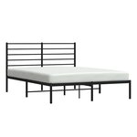 vidaXL Cadre de lit métal sans matelas avec tête de lit noir 135x190cm