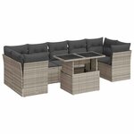 vidaXL Salon de jardin avec coussins 10 Pièces gris clair résine tressée