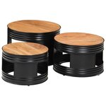 vidaXL Tables de bar forme tambour 3 Pièces bois massif d'acacia