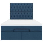 vidaXL Cadre de lit ottoman avec matelas bleu 120x200 cm tissu