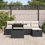 vidaXL Ensemble de canapé de jardin avec coussin 6 Pièces Noir polyrotin