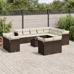 vidaXL Salon de jardin avec coussins 13 Pièces marron résine tressée