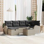 vidaXL Ensemble de canapé de jardin 7 Pièces Gris clair Poly rotin