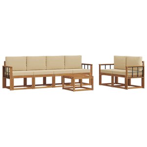 vidaXL Ensemble de canapés d'extérieur 7 Pièces Naturel et Beige