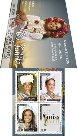 Carnet 6 timbres - Polynésie Française - Carnet Miss Tahiti - 2022