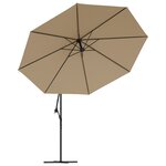 vidaXL Parasol en porte-à-feux et poteau métallique 350 cm Taupe