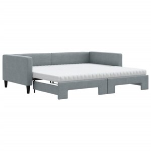 vidaXL Lit de jour avec gigogne et matelas gris clair 100x200 cm tissu