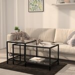 Vidaxl tables à thé 2 pièces verre trempé noir