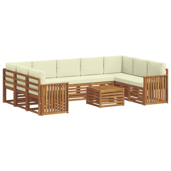 vidaXL Ensemble de canapés d'extérieur 10 pc Naturel et Crème