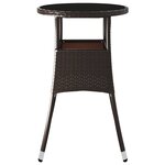 vidaXL Table de jardin Ø60x75 cm Verre trempé/résine tressée Marron