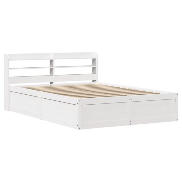 vidaXL Cadre de lit avec tête de lit blanc 135x190 cm bois pin massif