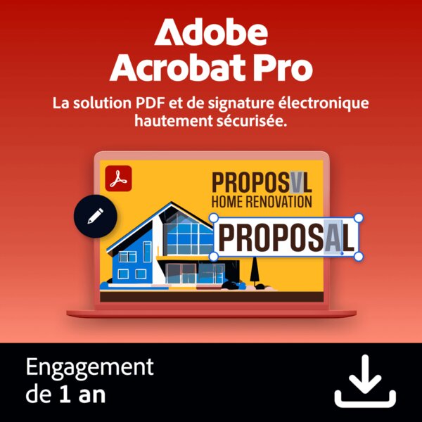 Adobe Acrobat Pro - 1 utilisateur - Abonnement 1 an