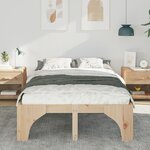vidaXL Cadre de lit surélevé Marron 140 x 190 cm Bois massif en pin