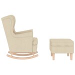 vidaXL Chaise à bascule avec repose-pied Crème Tissu
