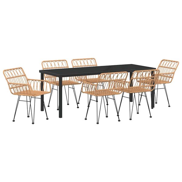 vidaXL Ensemble de salle à manger pour jardin 7 Pièces Marron Poly rotin