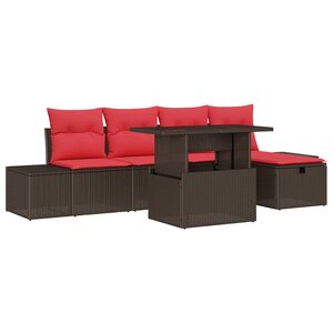 vidaXL Ensemble de canapé de jardin avec coussin 6 Pièces polyrotin