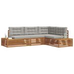 vidaXL Ensemble de canapés d'extérieur 4 Pièce Gris Naturel et Clair