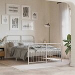 vidaXL Cadre de lit métal sans matelas et pied de lit blanc 137x190 cm