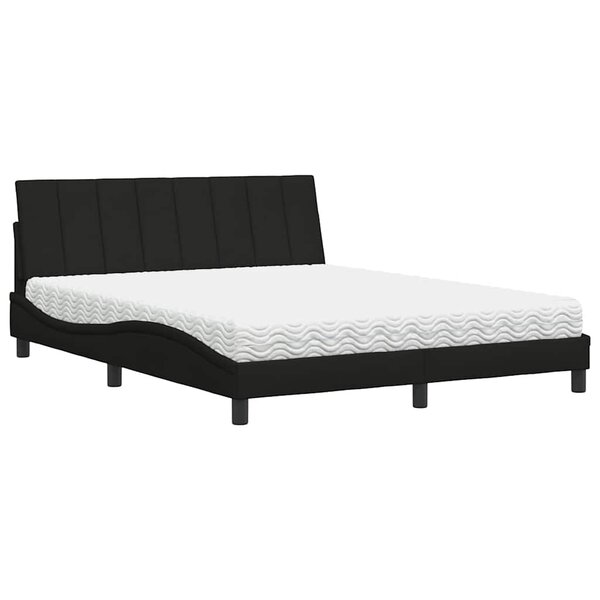 vidaXL Lit avec matelas noir 160x200 cm tissu
